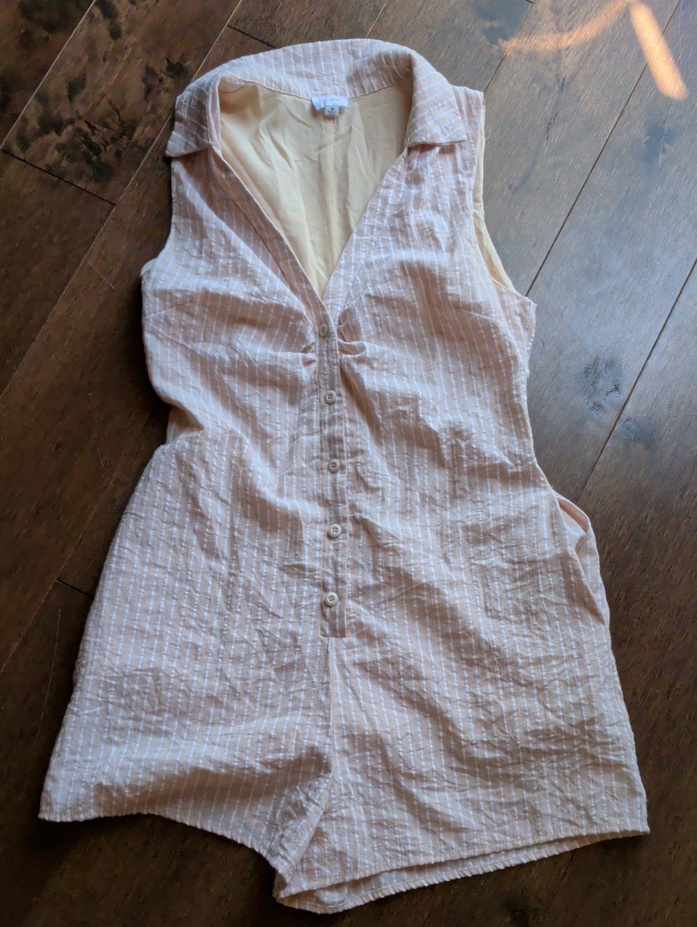 Le Lis Cream and White Striped Summer Romper